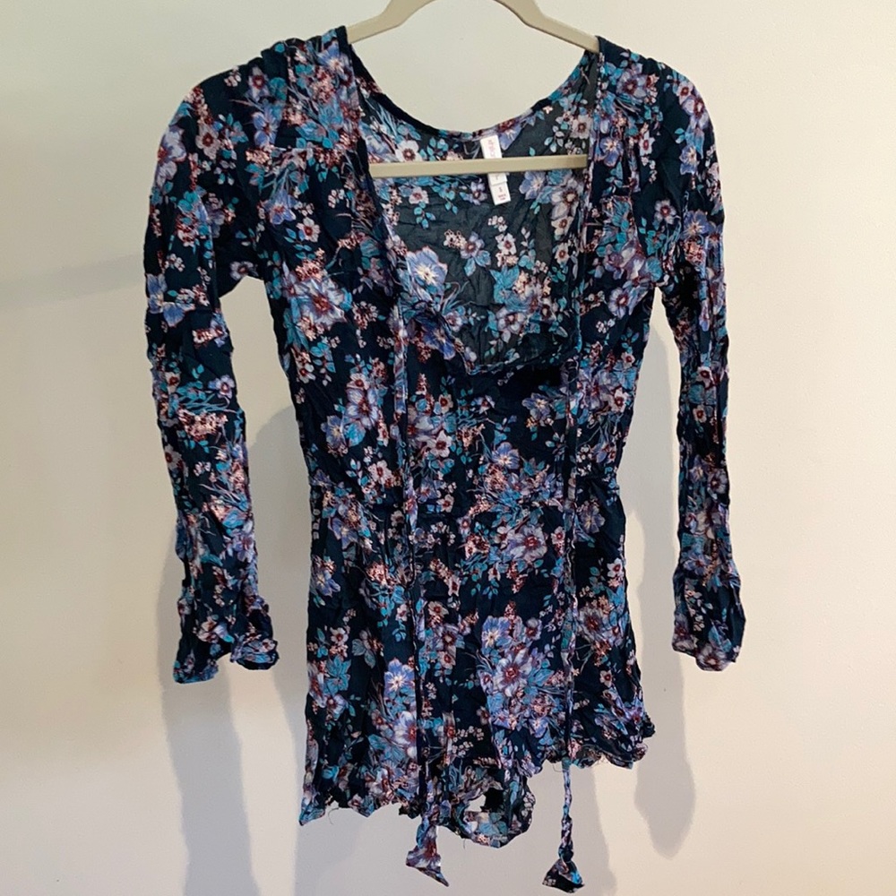 Blue floral romper